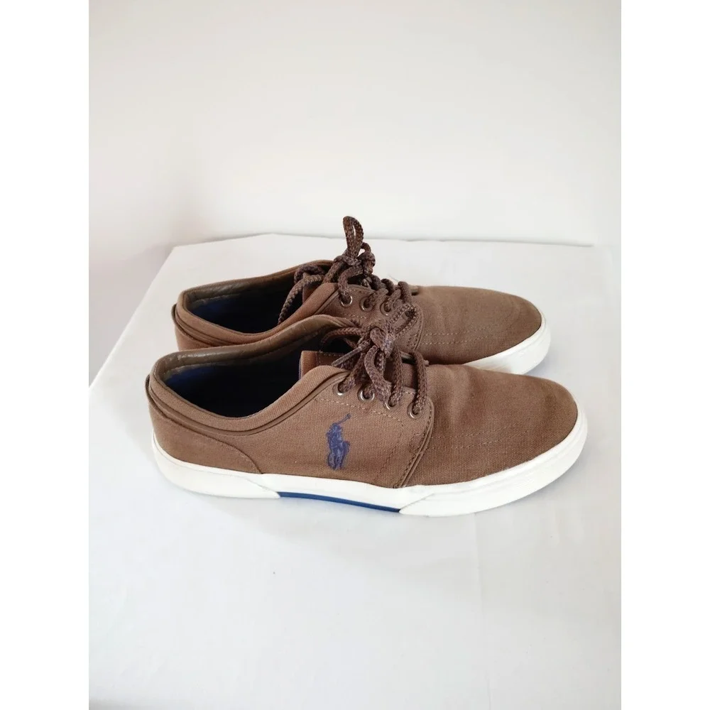 Polo Ralph Lauren Men 7.5D Brown Faxon Low-Top Old Money Preppy Resort Sneakers